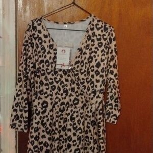 Leopard faux wrap dress